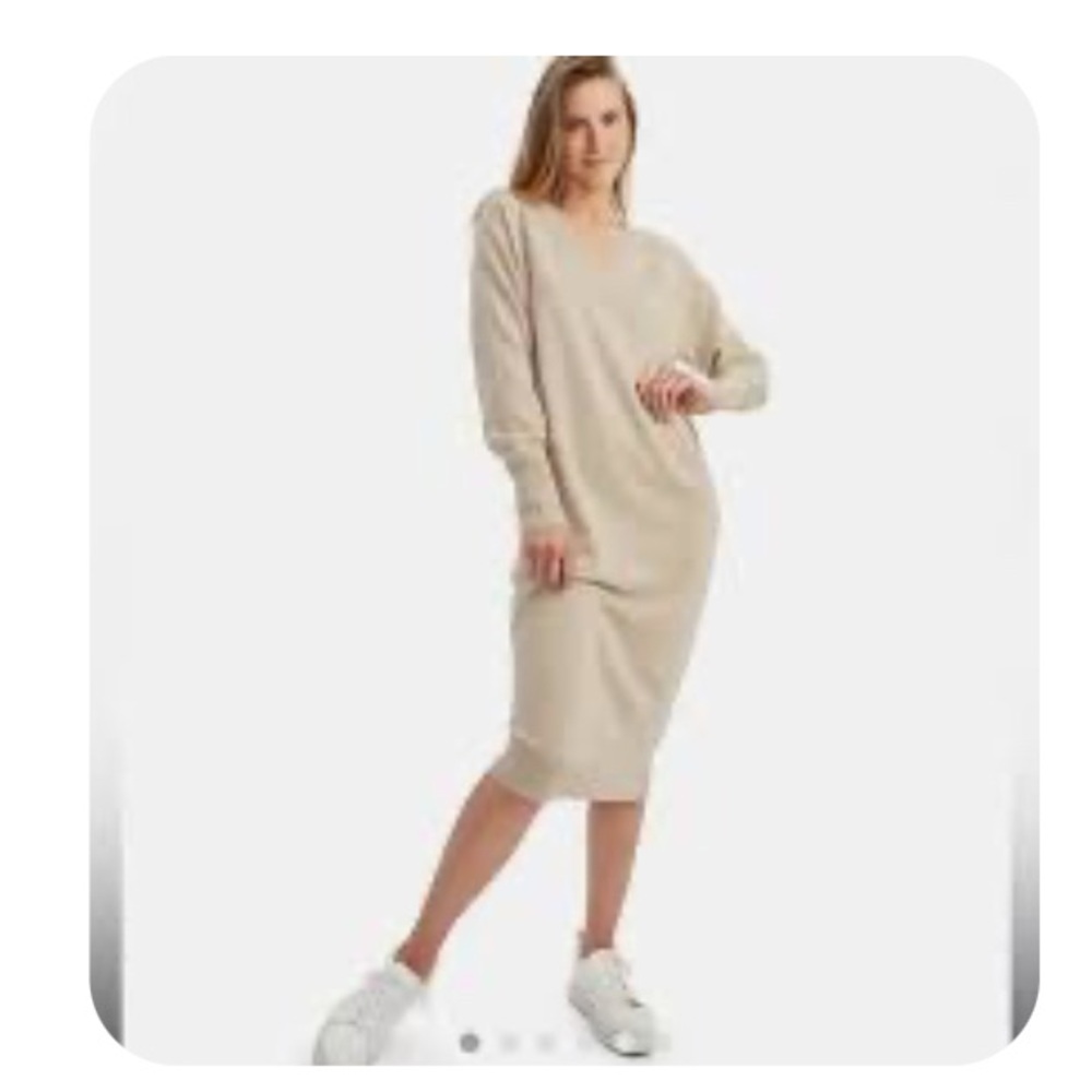 New Free People Beige Long Sleeve Dress